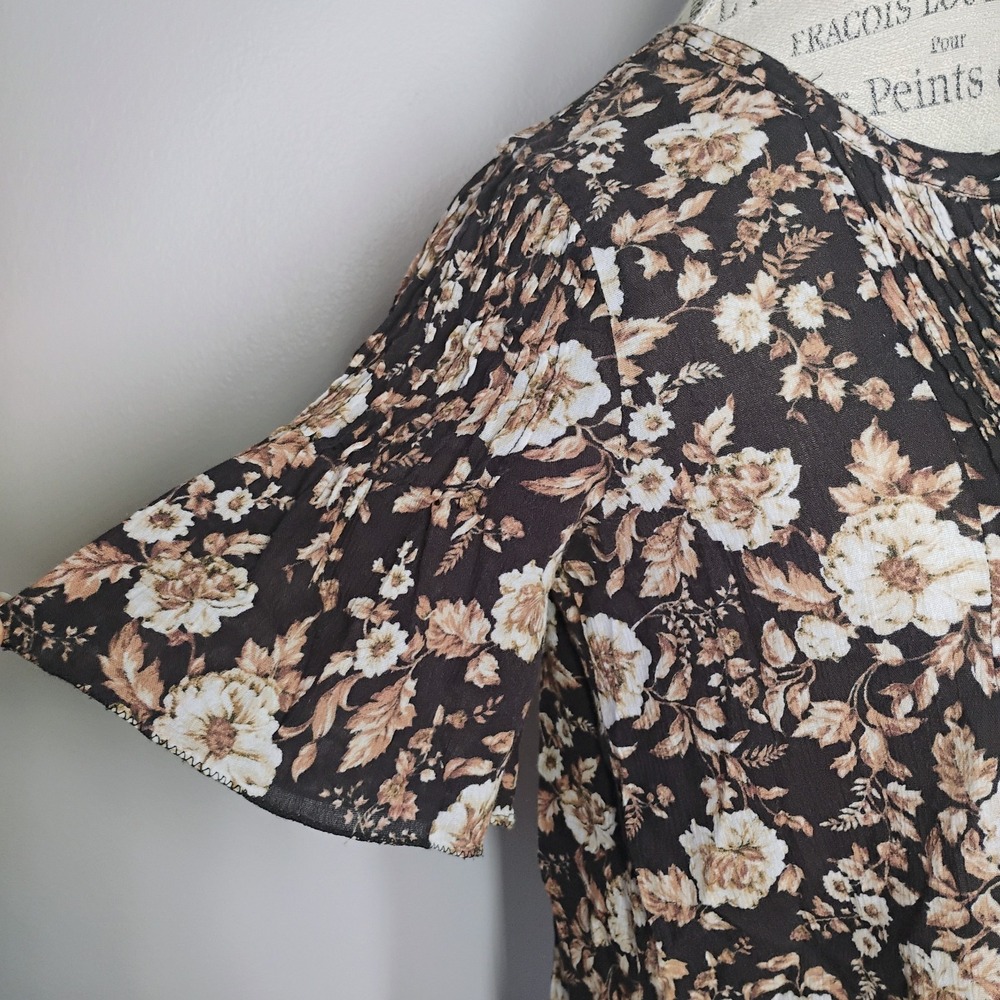 Denim & Supply Ralph Lauren‎ Floral Top Brown Size XS Flutter Flowy Cottage Boho - Picture 3 of 10